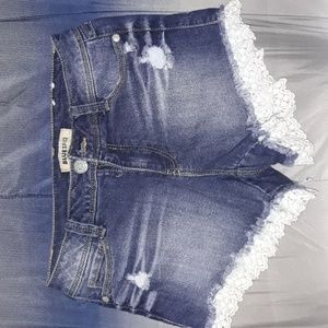 Blue Spice ruffled Jean shorts
